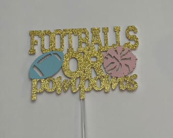 Football gender reveal cake topper, cheerleader gender reveal cake topper, footballs or Pom poms cake topper, football gender reveal party