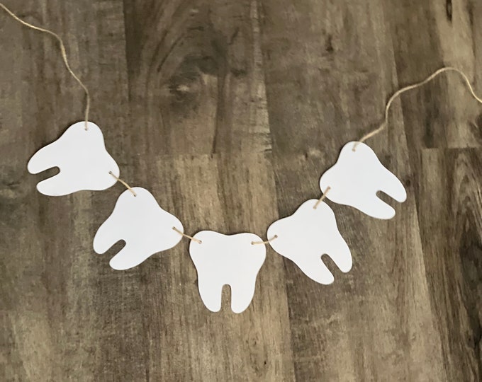 Tooth banner, smiling tooth banner, first tooth banner, hanging tooth banner, atam hatik banner, tooth garland, dental banner,