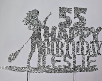 Paddle Board Birthday Cake Topper: Custom Color, 6" Wide