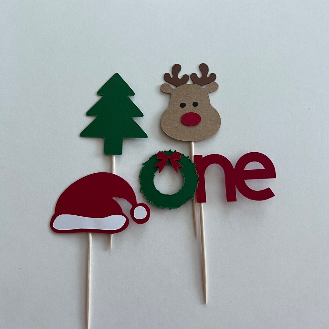 Christmas First Birthday Cupcake Toppers: Holiday Theme, Set of 12 - Etsy