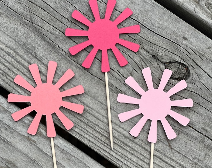 Sun cupcake toppers, sunny cupcake toppers, sunshine cupcake toppers, first trip around the sun cupcake toppers, muted sun toppers,set of 12