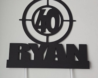 Personalized Target Cake Topper, Aiming Birthday Party Decor