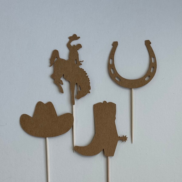 Cowboy cupcake toppers, Cowgirl cupcake toppers, rodeo cupcake toppers, horse shoe cupcake toppers, cowboy boot cupcake toppers, set of 12