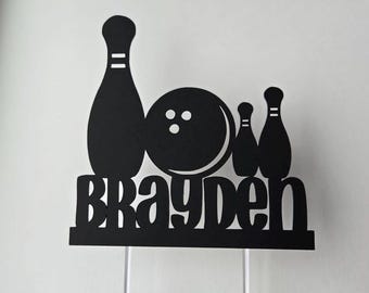 Personalized Bowling Birthday Cake Topper: Custom Name