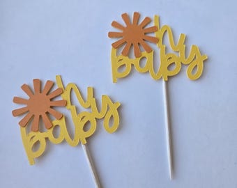 Sun Baby Shower Cupcake Toppers: Set of 12