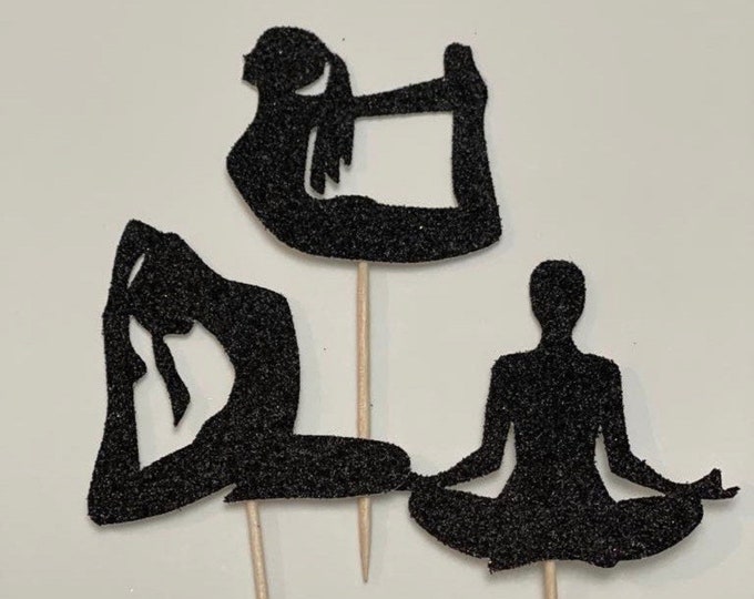 Yoga cupcake toppers, yoga toppers, yoga pose cupcake toppers, yoga cake toppers, yogi cupcake toppers, yogi toppers, yoga instructor topper