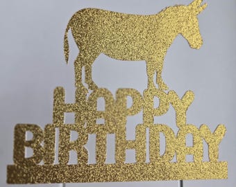 Donkey Birthday Cake Topper: Sparkle Party Decoration
