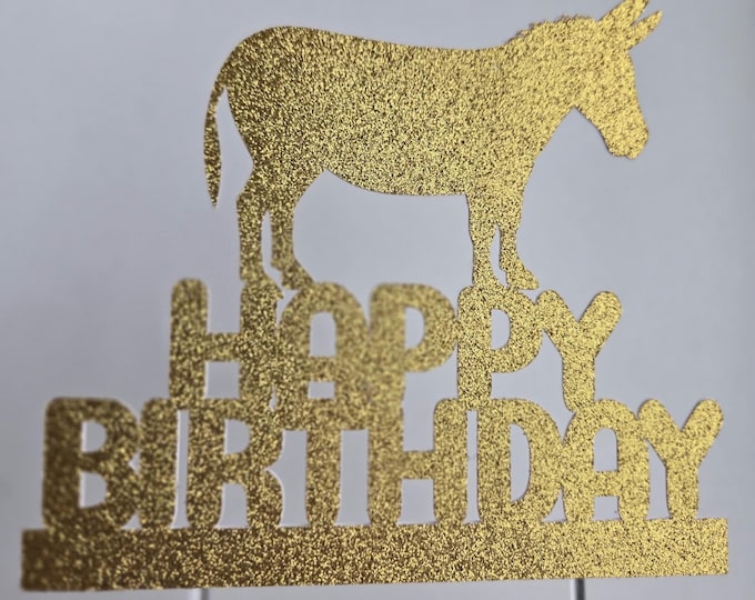 Donkey Birthday Cake Topper: Sparkle Party Decoration