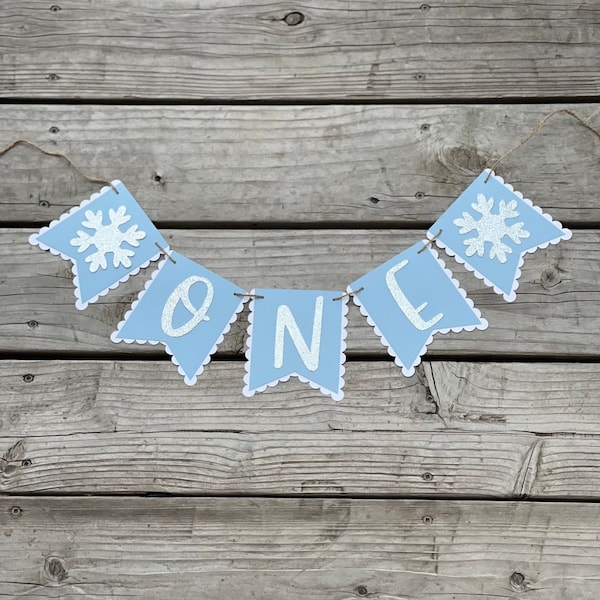 Winter Onederland 1st Birthday Banner - Pink & Silver Glitter Snowflake Banner For Girl's Winter Birthday Party Decor