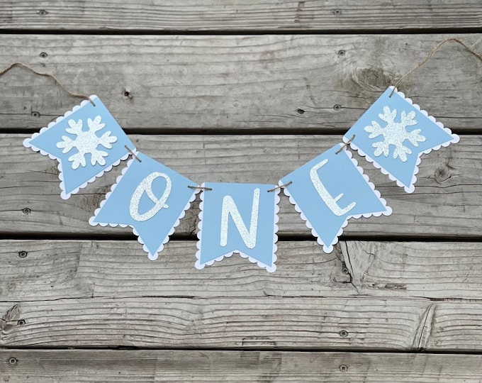 Winter banner, first birthday banner, one banner, winter onederland banner, winter wonderland banner, custom banner, blue banner