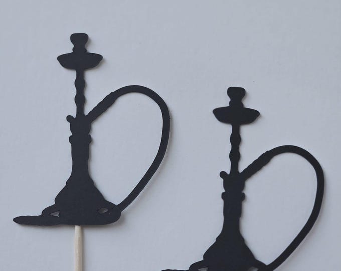 Hookah cupcake toppers, hookah cake toppers, smoking hookah cupcake toppers, hookah toppers, hookah birthday cupcake toppers, set of 12