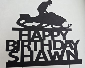 Snowmobile Birthday Cake Topper: Winter Sports Party Decor
