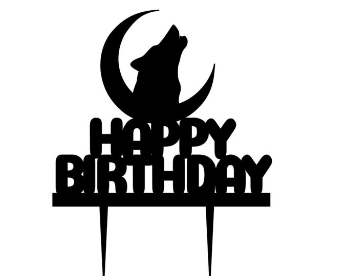 Wolf cake topper, wolf topper, wolf birthday cake topper, howling cake topper, howling wolf cake topper, howling at the moon cake topper