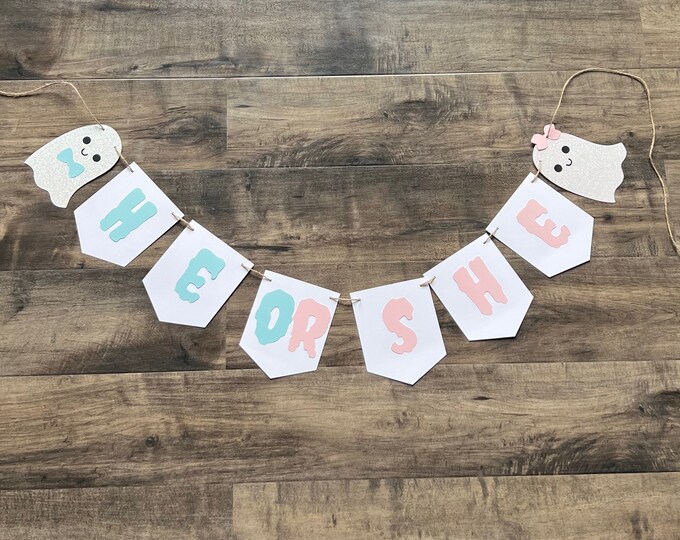 Gender reveal banner, halloween gender reveal banner, ghost gender reveal banner, autumn gender reveal banner, Halloween gender reveal