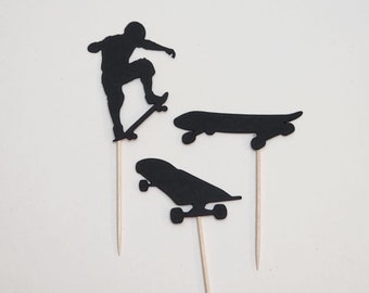 Skateboarding Cupcake Toppers: Handmade Paper Skate Board Decorations