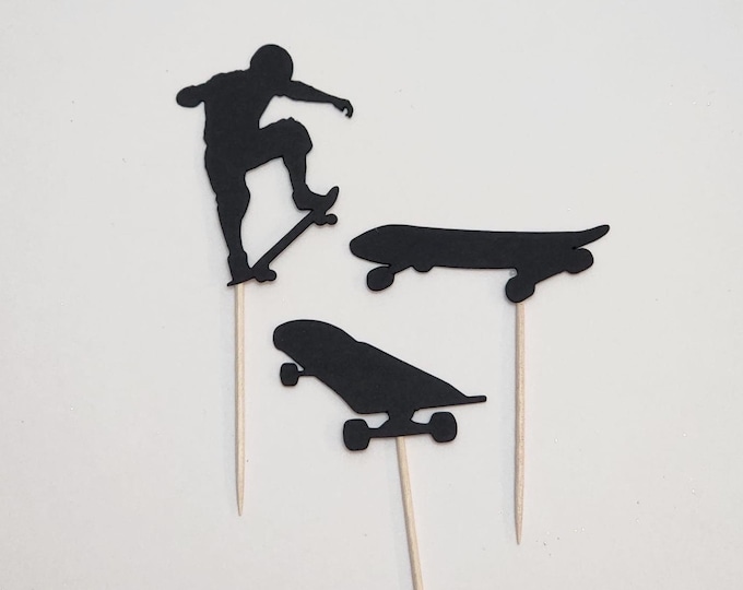 Skateboarding cake toppers, skate board cupcake toppers, skateboarding cupcake toppers, skate board toppers, skate boarding cupcake toppers