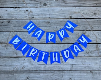 Royal Blue Birthday Banner: Pre-Hung Party Decorations