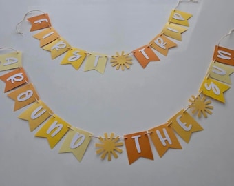 Sun banner, first trip around the sun banner, sun first birthday banner, sunny one banner, sun one banner