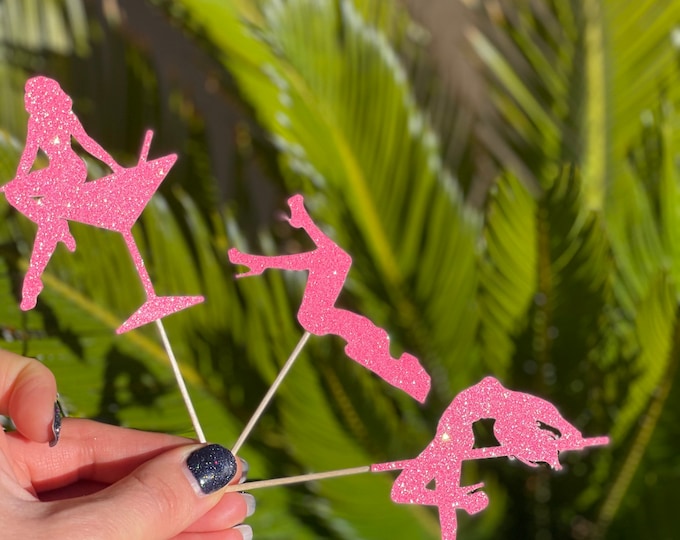 Pole dancing cupcake toppers, burlesque birthday cupcake toppers, sexy cupcake toppers, bachelor party cupcake toppers,