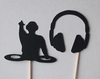 DJ Cupcake Toppers: Music Party Decorations, Set of 12
