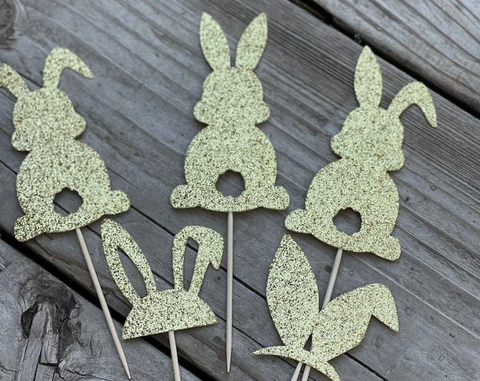 Easter cupcake toppers, Bunny cupcake toppers, rabbit shaped cupcake toppers, rabbit cupcake toppers, bunny toppers, Easter toppers