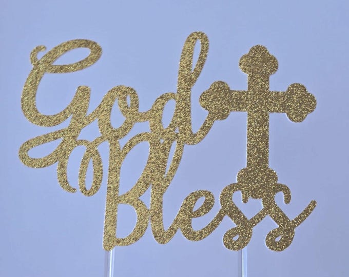 God bless cake topper, bless cake topper, christening cake topper, christening topper, blessing cake topper, first communion cake topper