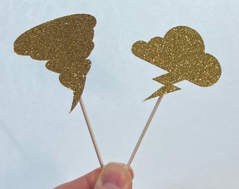 Weather cupcake toppers, meteorologist cupcake toppers, storm chaser cupcake toppers, tornado cupcake toppers, set of 12 cupcake toppers