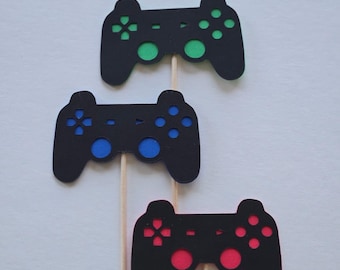 Adornos para cupcakes de gamer: decoraciones de control de videojuegos (juego de 12)