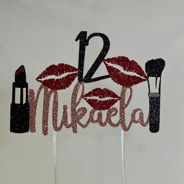 Makeup cake topper, makeup artist cake topper, makeup topper, makeup birthday cake topper, mua cake topper, lipstick cake topper