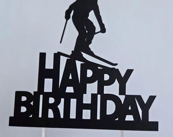 Ski Birthday Cake Topper: Handcrafted Card Stock