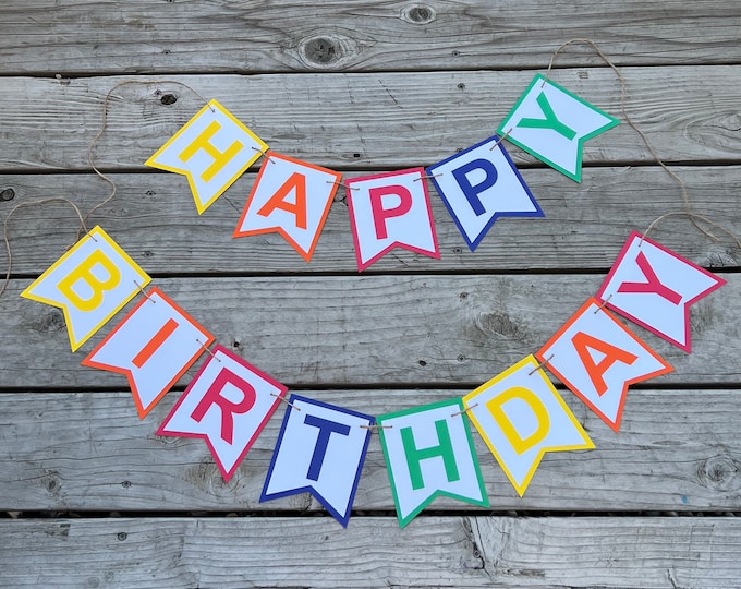 Rainbow banner, Rainbow birthday banner, Custom rainbow banner, Rainbow party decorations, Rainbow hanging banner, primary colors banner