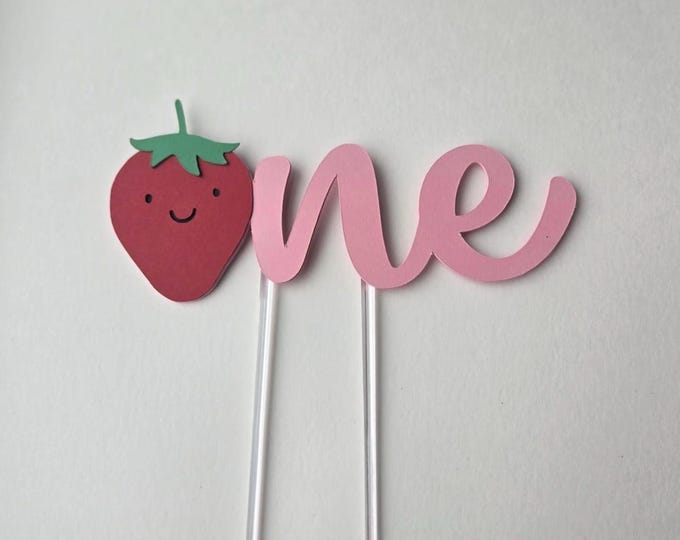 Strawberry cake topper, berry cake topper, strawberry first birthday cake topper, one berry cake topper, sweet one cake topper