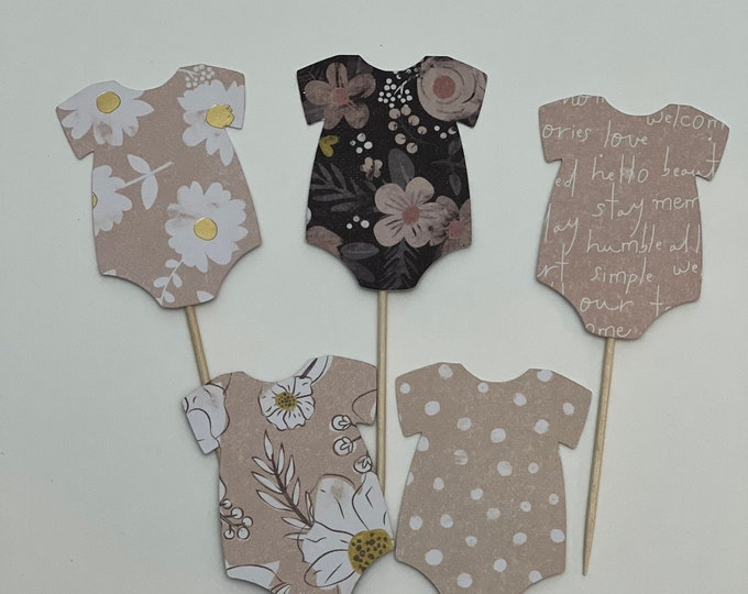 Onesie cupcake toppers, Onesie toppers, baby onesie toppers, Baby onesie cupcake toppers, Baby shower cupcake toppers, baby girl toppers