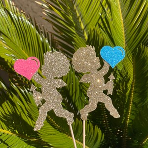 Valentines gender reveal cupcake toppers, Cupid cupcake toppers, Cupid gender reveal cupcake toppers, valentines gender reveal toppers