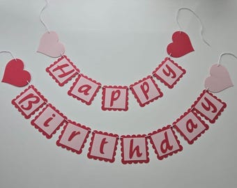Valentines Heart "One" Banner: First Birthday Decor