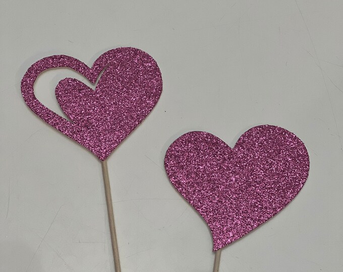 heart cupcake toppers, heart cake toppers, valentines cupcake toppers, Valentines toppers, heart shaped cupcake toppers, heart toppers