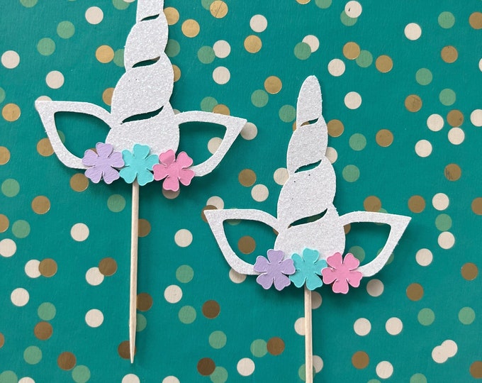 Unicorn cupcake toppers, Unicorn cupcake topper, Unicorn cake toppers, Unicorn cake topper, unicorn party supplies, set of 12 toppers