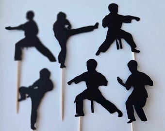 Karate cupcake toppers, Karate boy cupcake toppers, karate toppers, martial arts cupcake toppers, set of 12