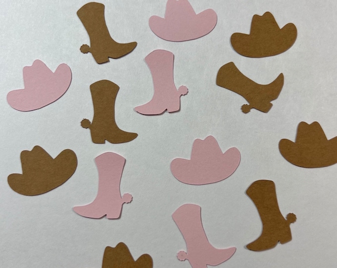 Cowboy confetti, cowgirl confetti, first rodeo confetti, boot confetti, hat confetti, cowgirl hat confetti, cowboy boot confetti, 150 pieces