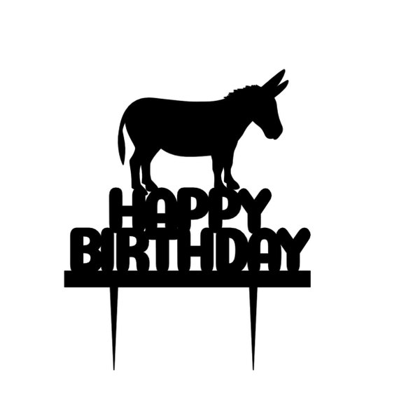 Happy Birthday Card with Donkey in Hat As Farm Animal and Cake with Candles  As Holiday Greeting and Congratulation Stock Vector - Illustration of  character, event: 229337045