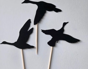 Duck Cupcake Toppers, Hunting Birthday Decor (12 Toppers)