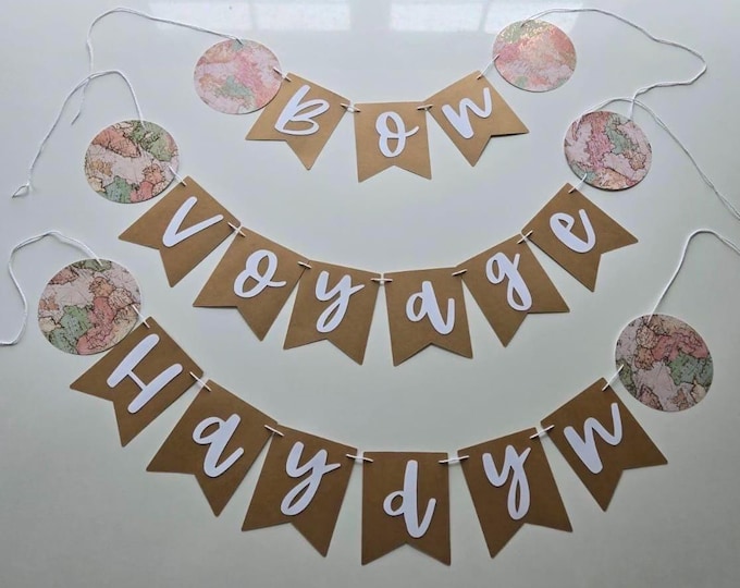 Bon voyage banner, going away party, travel party decorations, farewell party decorations, traveler banner, Bon voyage sign