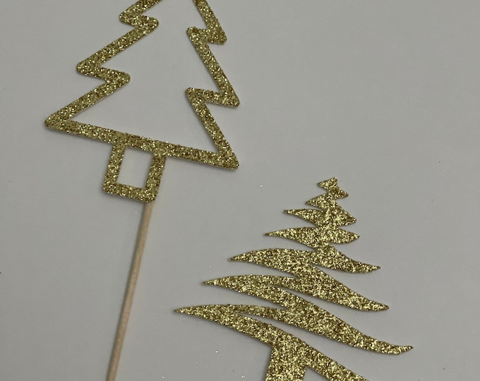 Christmas cupcake toppers, christmas tree cupcake toppers, Christmas toppers, Xmas tree toppers, Christmas party cupcake toppers