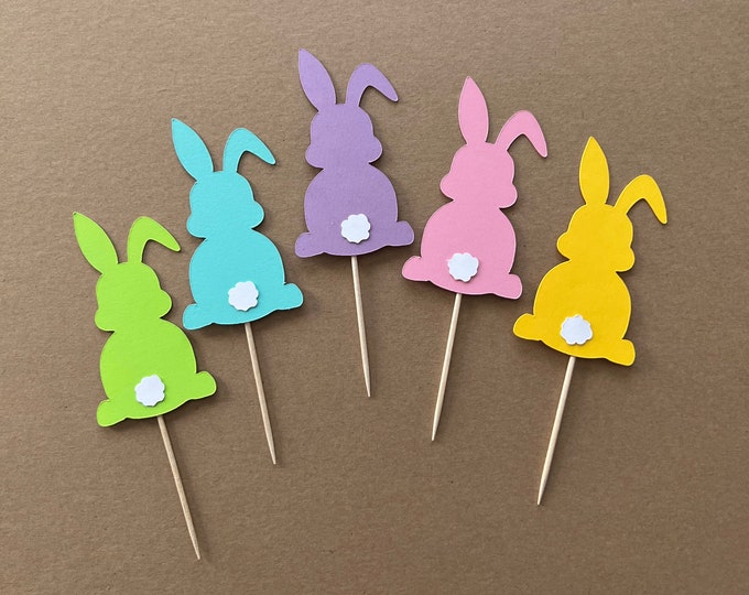Easter cupcake toppers, Bunny cupcake toppers, rabbit shaped cupcake toppers, rabbit cupcake toppers, bunny toppers, Easter toppers