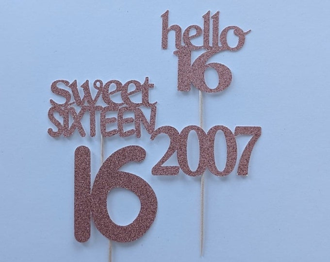 Im 16 cupcake toppers, 16th birthday cupcake toppers, hello 16 cupcake toppers, Im 16 cupcake toppers, set of 12