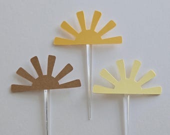 Sun Cupcake Toppers: Sunny Party Decorations, Set of 12