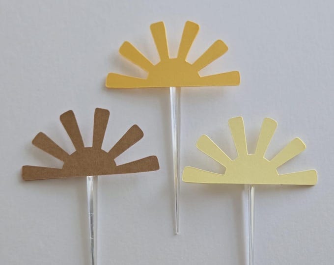 Sun cupcake toppers, sunny cupcake toppers, sunshine cupcake toppers, little sunshine cupcake toppers, sunny toppers, sun party, set of 12