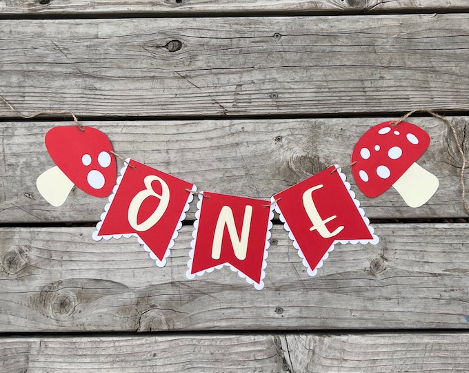 Mushroom banner, mushroom birthday banner, mushroom party decorations, mushroom garland, mushroom party decorations, mushroom decorations