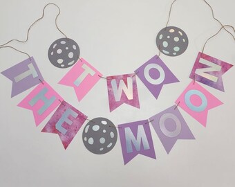 Two The Moon Banner: Space Birthday Party Decor