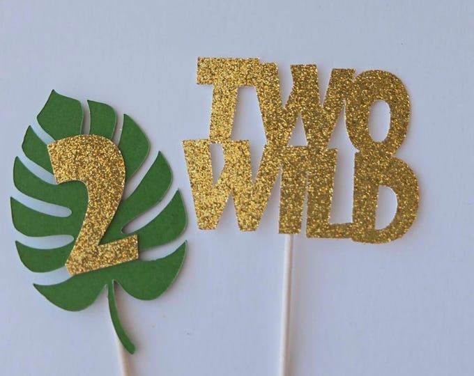 Safari cupcake toppers, Two wild cupcake toppers, wild two cupcake toppers, two wild toppers, wild toppers, set of 12